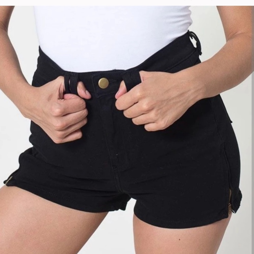American Apparel High Waisted Black Denim Shorts